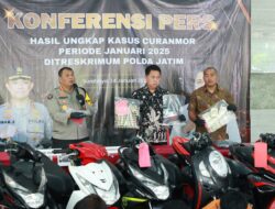 Polda Jatim Berhasil Ungkap Jaringan Curanmor Lintas Kota, Amankan 134 Ranmor