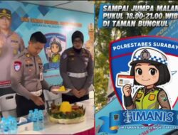 AKP Tri Arda Meidiansyah, S.TR.K, Sik Awali Potong Tumpeng Giat Launching SIManis Layanan Malam Hari Taman Bungkul