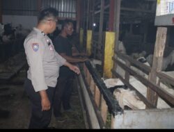 Dukung Ketahanan Pangan, Bhabinkamtibmas Polsek Pakal Sambangi Peternak Kambing di Sumberrejo
