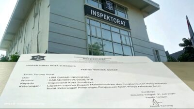 Dugaan Mal Administrasi Terkait Surat Tanah Warga, LSM GARAD Laporkan Lurah Sidotopo Wetan ke Inspektorat Surabaya