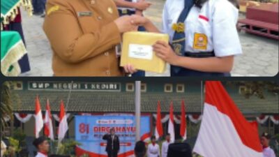 Peringati HUT Bangsa Indonesia Ke 81 Tahun 2026 SMP Negeri 1 Kota Kediri Gelar Upacara Bendera