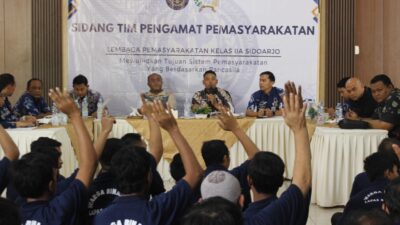 Lapas Sidoarjo Gelar Sidang TPP  Bahas Hak Integrasi, Tamping, dan Register F, Sidang TPP Diikuti 100 Warga Binaan dan Dihadiri Perwakilan Ditjenpas Jatim serta Bapas Kelas I Surabaya